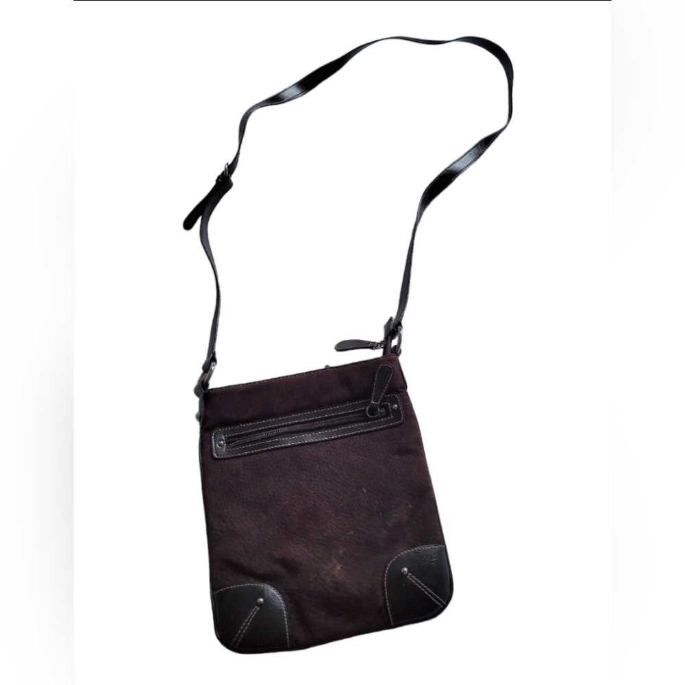 G.H Bass & Co Brown Suede Leather Crossbody Clutch Shoulder Bag